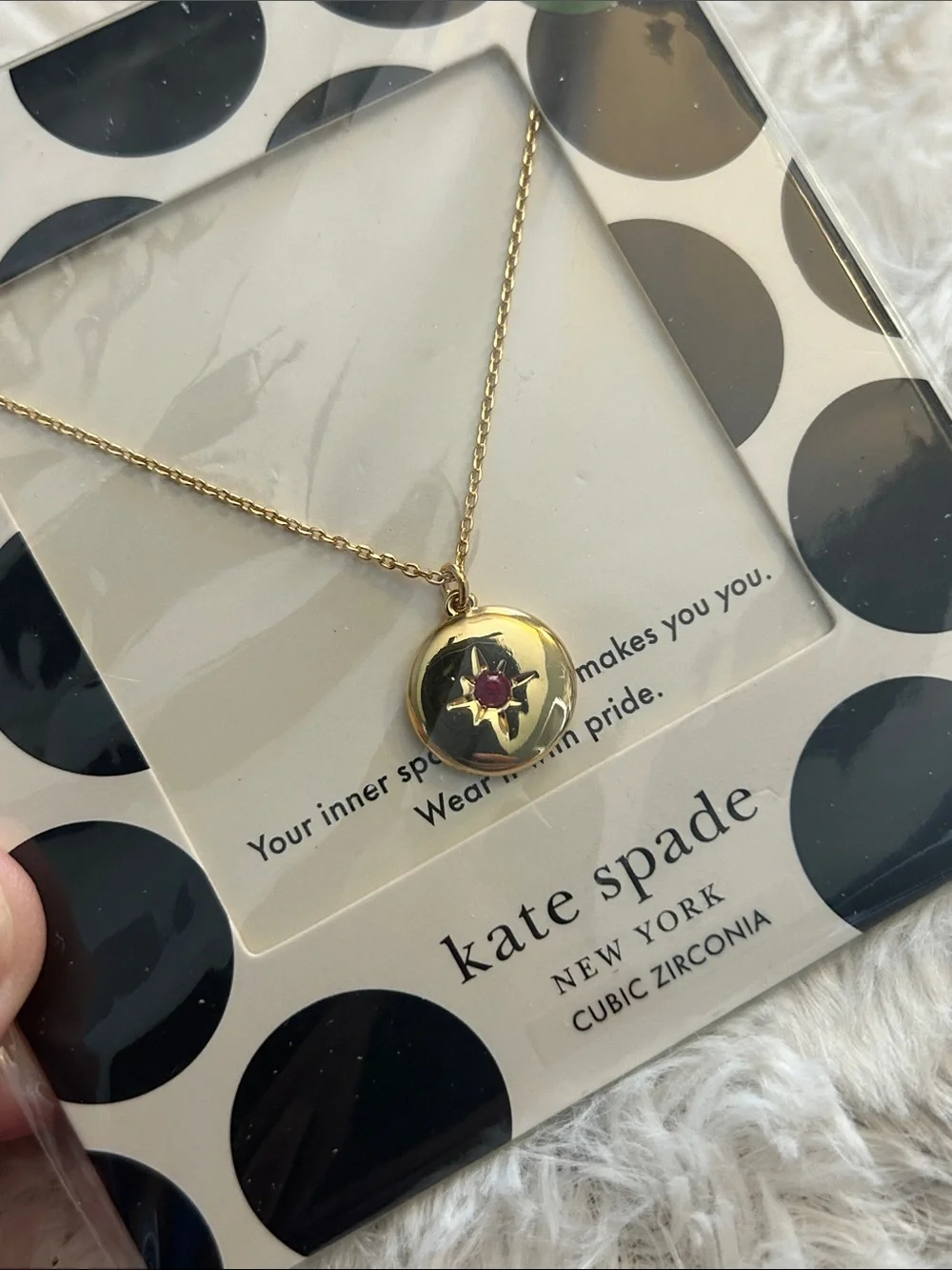NWT $ kate spade The Color Spark Collection Red Strength Medallion Necklace